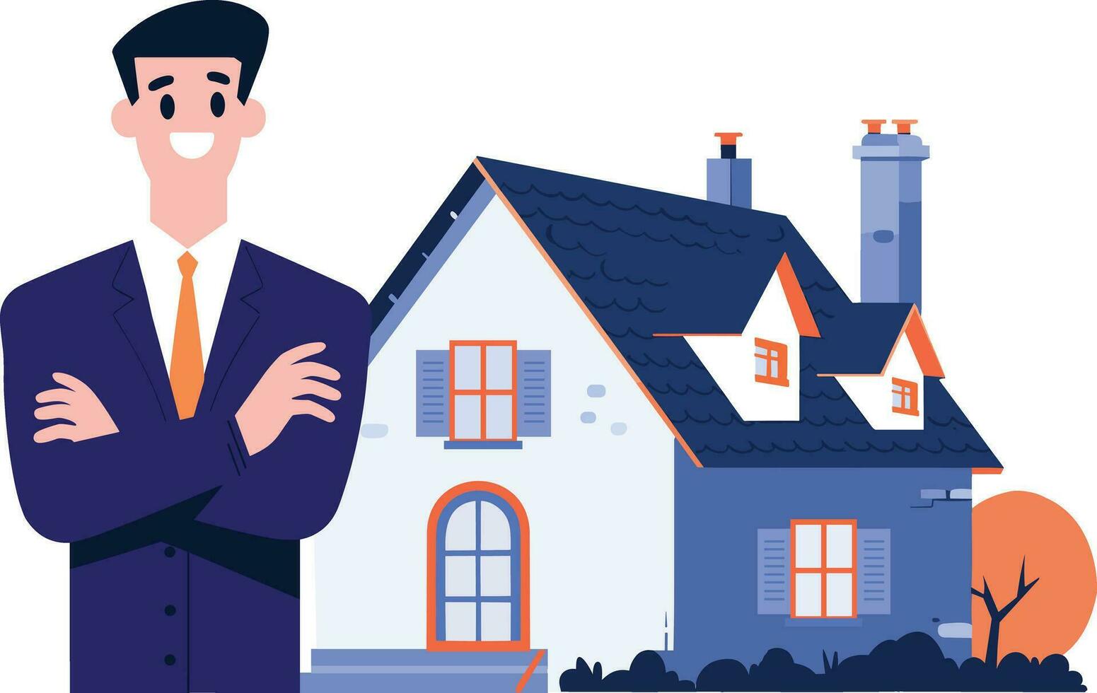Hand Drawn Real estate agent character in flat style vector