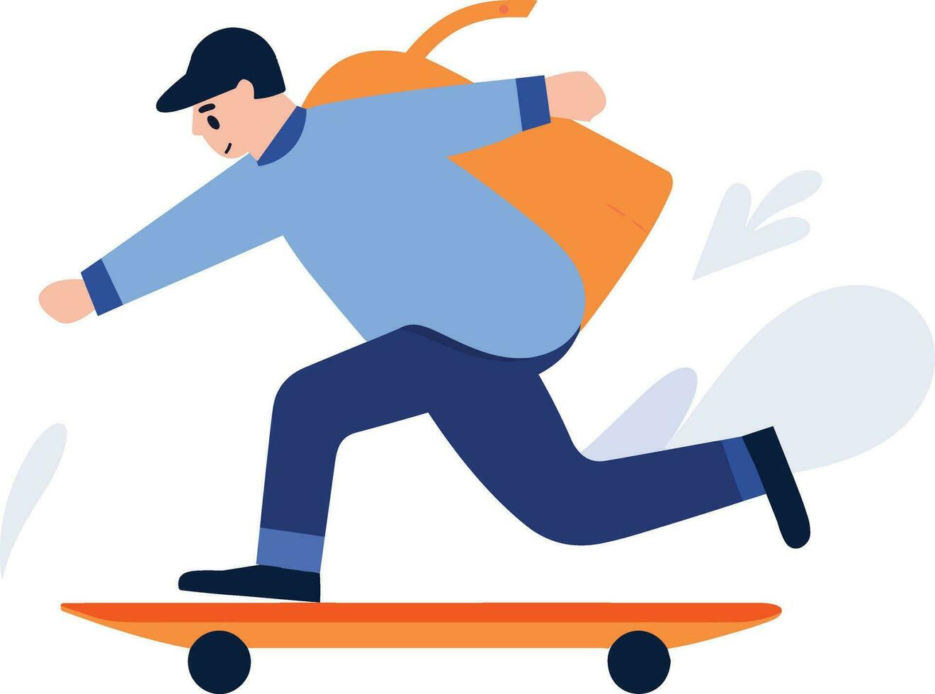 Hand Drawn Teenage characters playing skateboards in flat style vector