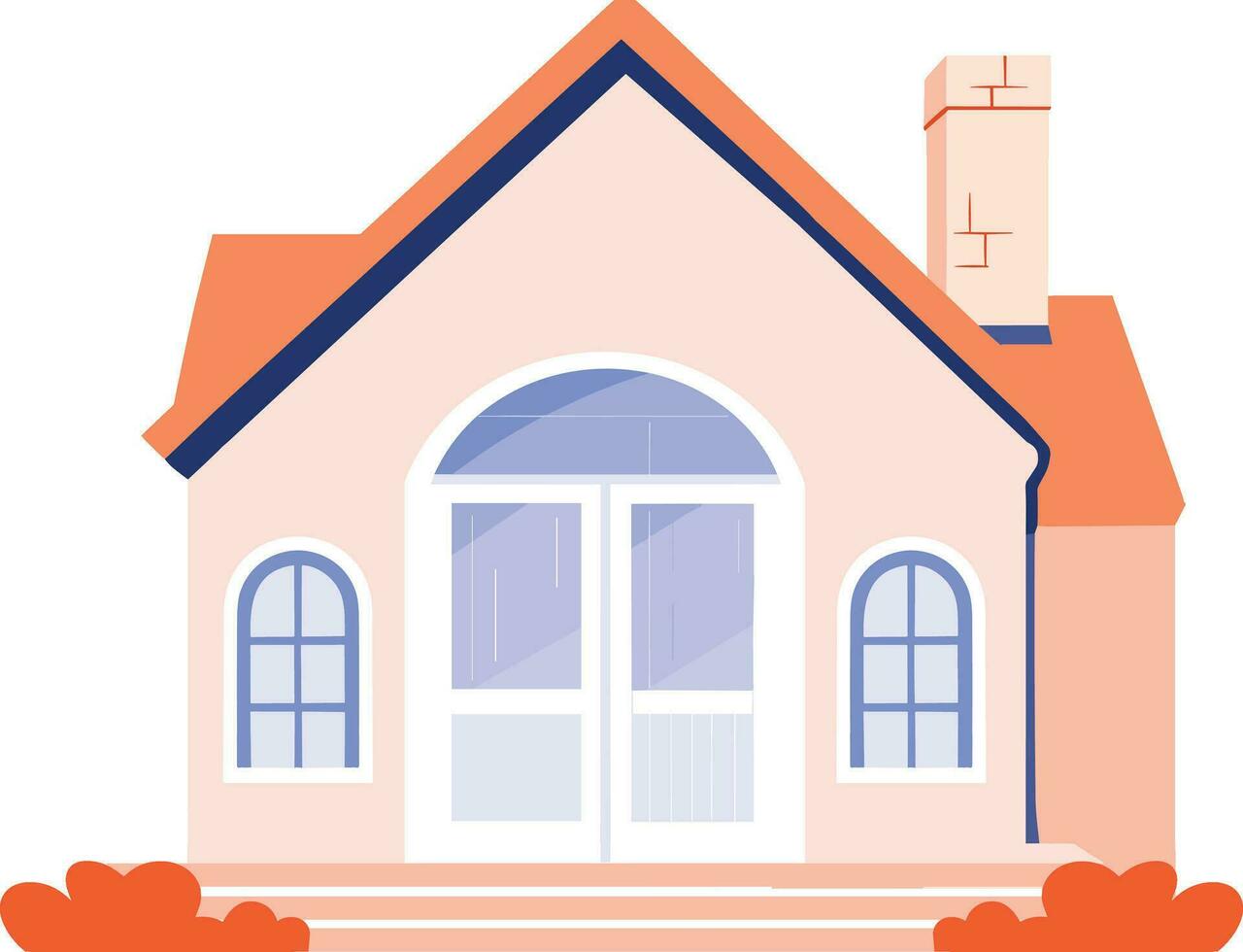 Hand Drawn House building in vintage style in flat style vector