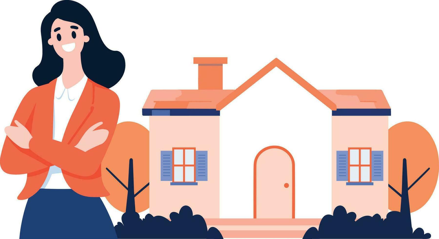 Hand Drawn Real estate agent character in flat style vector