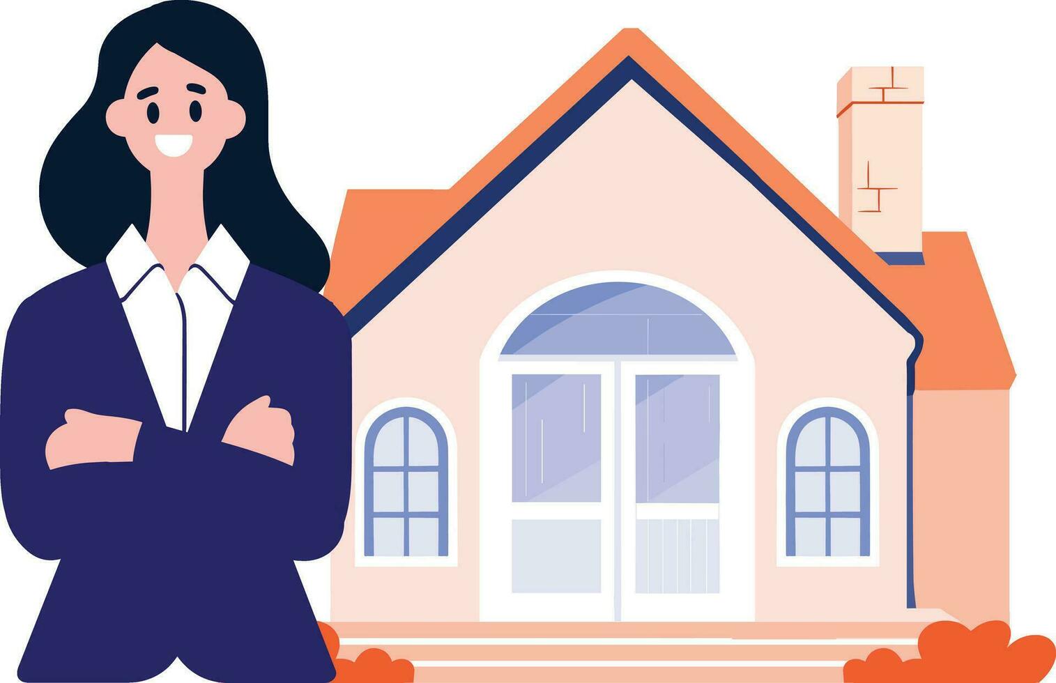 Hand Drawn Real estate agent character in flat style vector