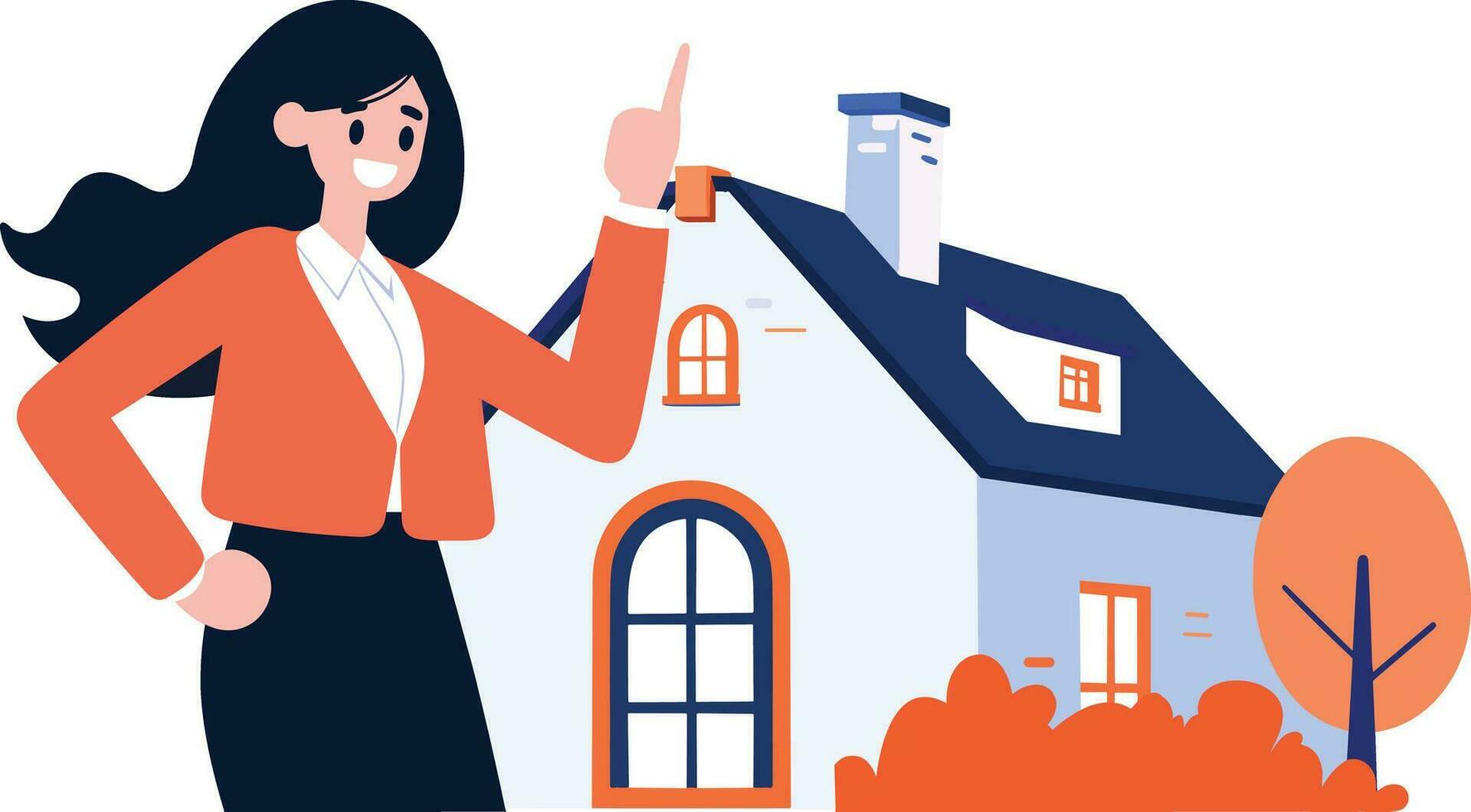 Hand Drawn Real estate agent character in flat style vector