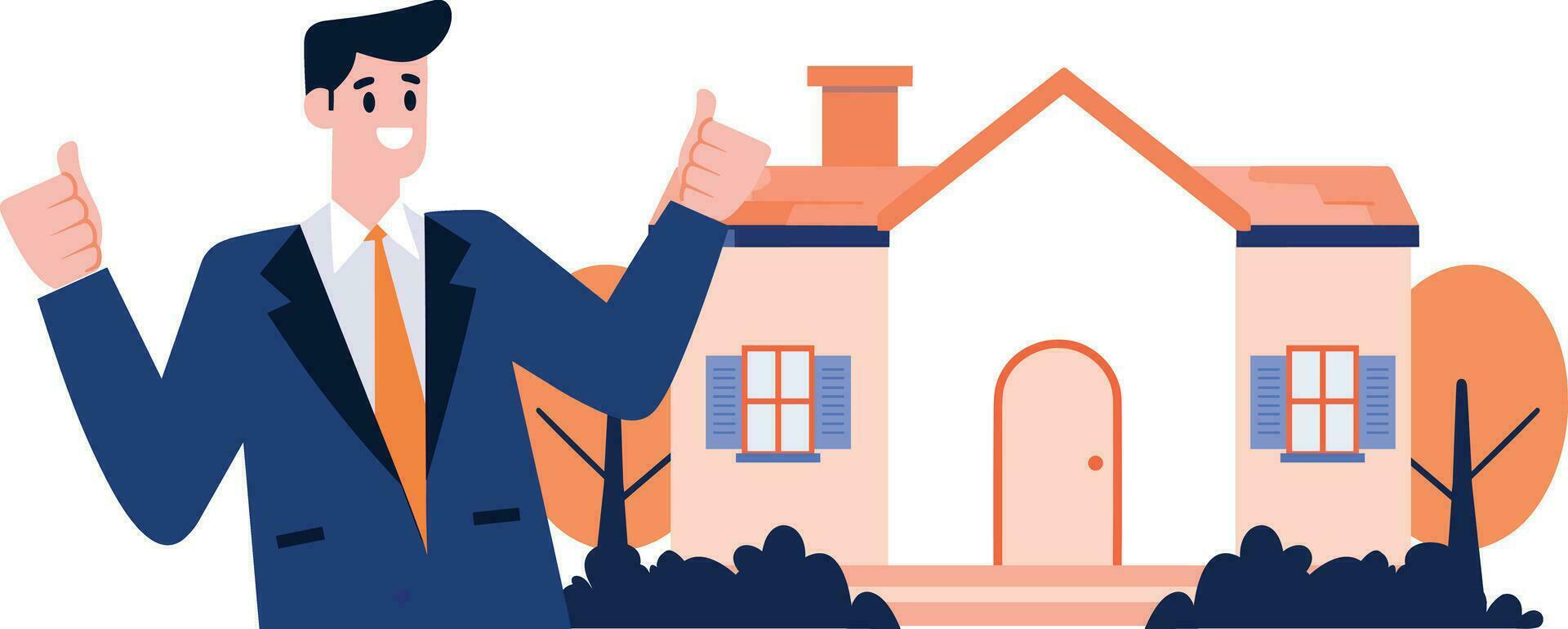 Hand Drawn Real estate agent character in flat style vector