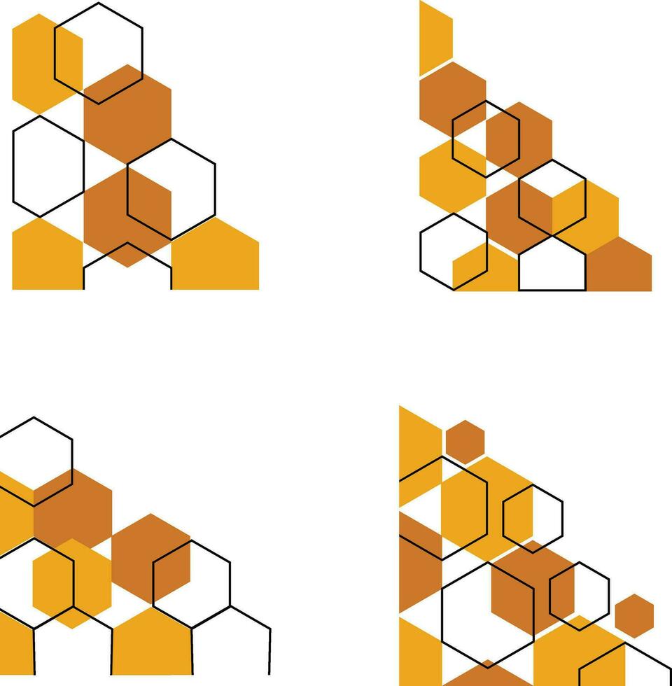 Hexagonal Corner Shape With Trendy Design. Vector Illustration Set.