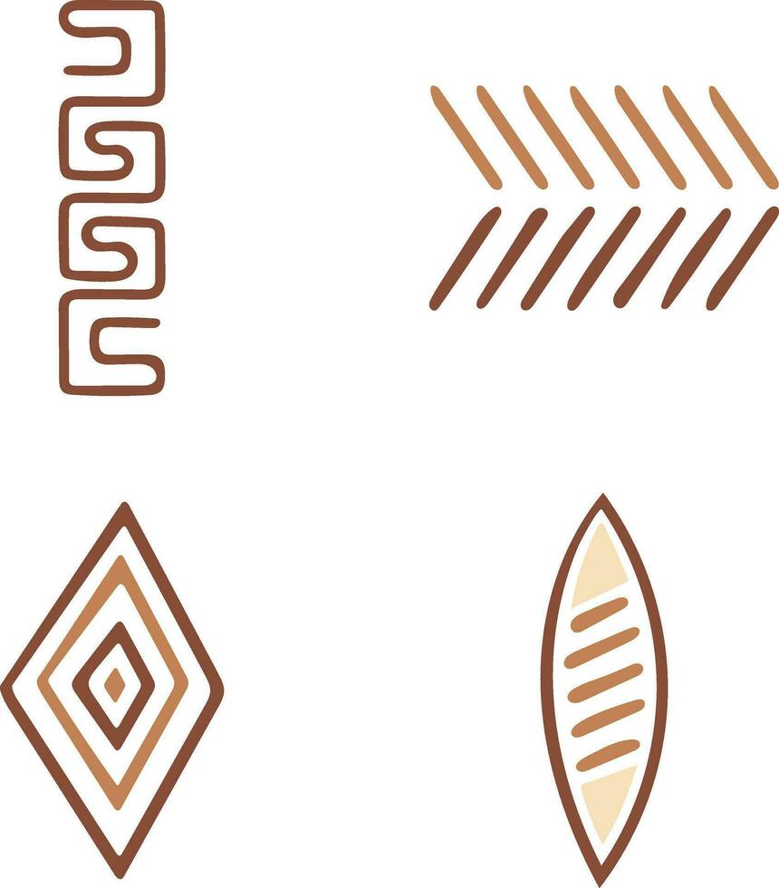 Hand Drawn Abstract African Shape. Vector Illustration Set.