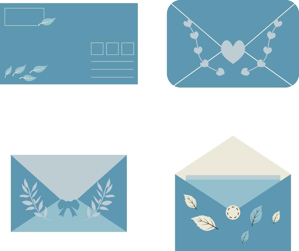 Cute Envelope Illustration In Flat Design. Vector Illustration Set.