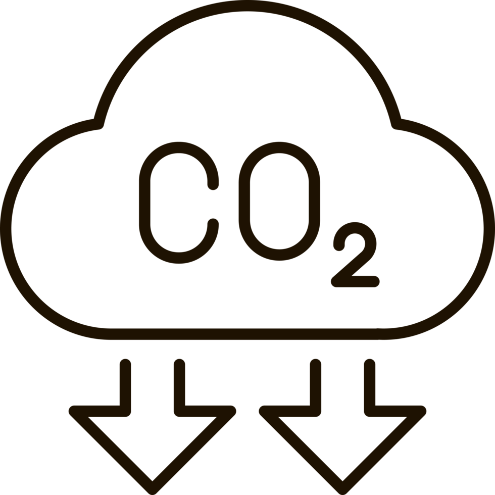 carbonio emissioni riduzione linea icona simbolo illustrazione png