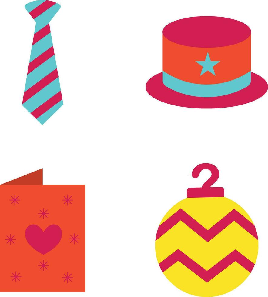 New Year Party In Flat Design. Vector Illustration Set.