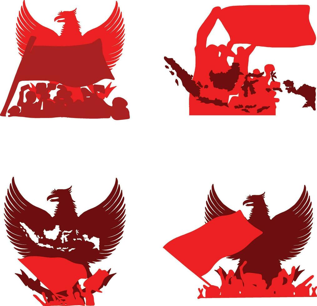 Indonesia Independence Day For Background Template. Vector Illustration Set.