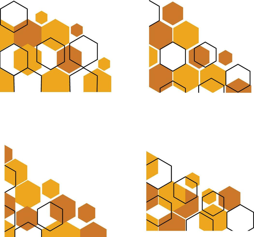 Hexagonal Corner Shape With Trendy Design. Vector Illustration Set.