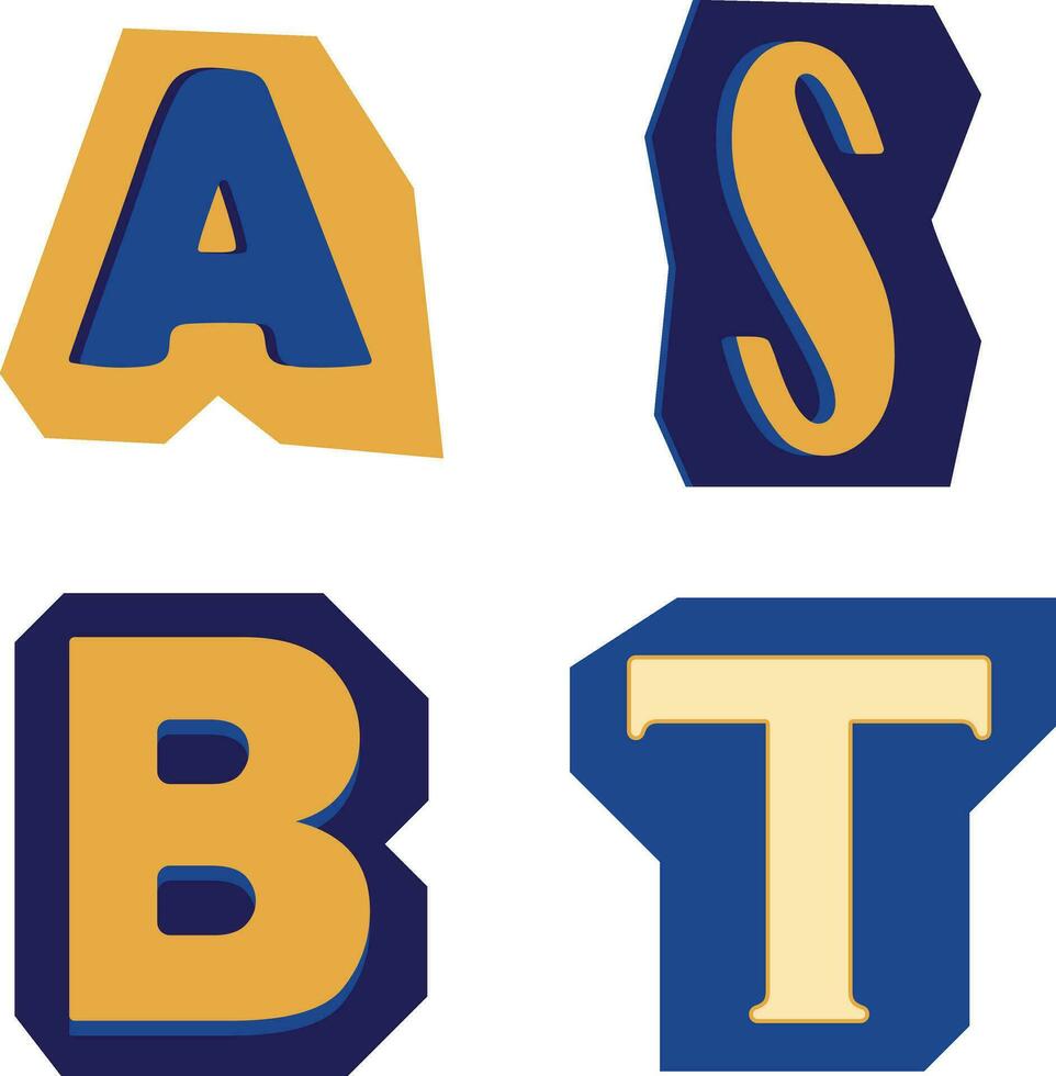 Ransom Note Cut Out Alphabet With Flat Design Style. Vector Illustration Set.