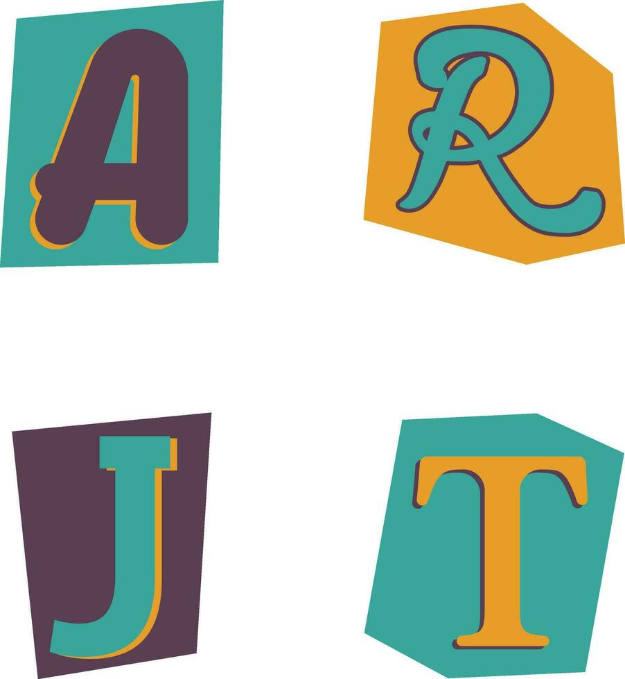 Ransom Note Cut Alphabet In Different Typeface. Isolated Vector Set.