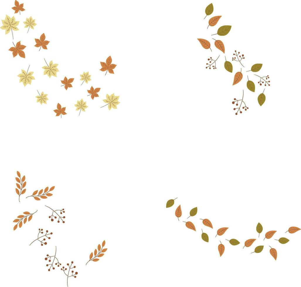 Fallen Autumn Leaves With Colorful Concept. Foliage Background. Vector Illustration Set.