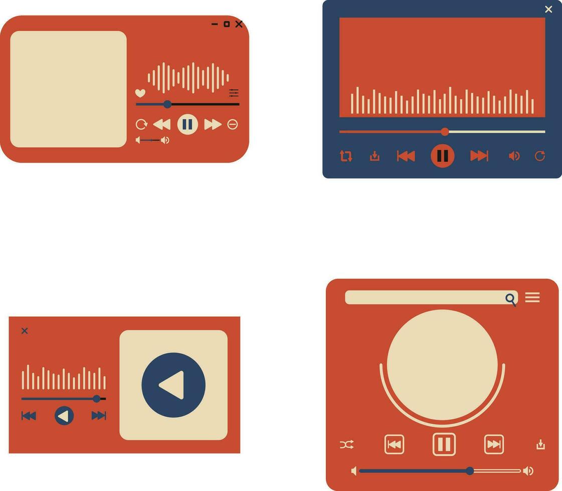 UI Music Player With Simple Design. Vector Illustration Set.