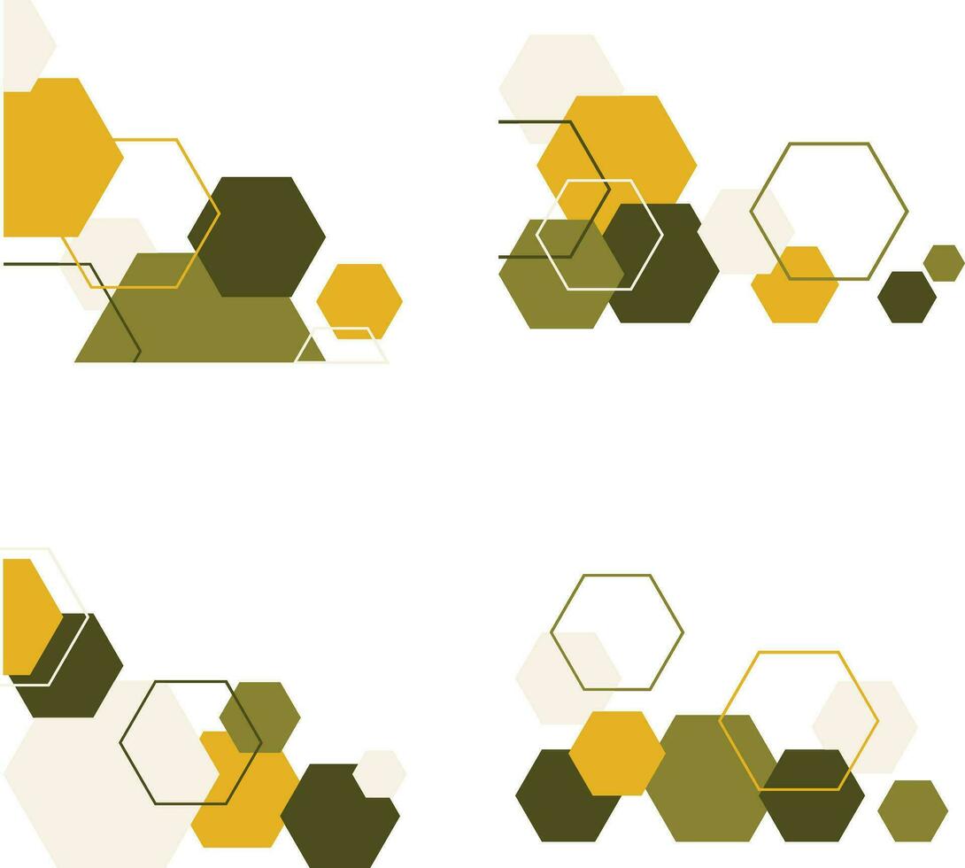 Hexagonal Corner Shape With Geometric Design. Isolated Vector Set.