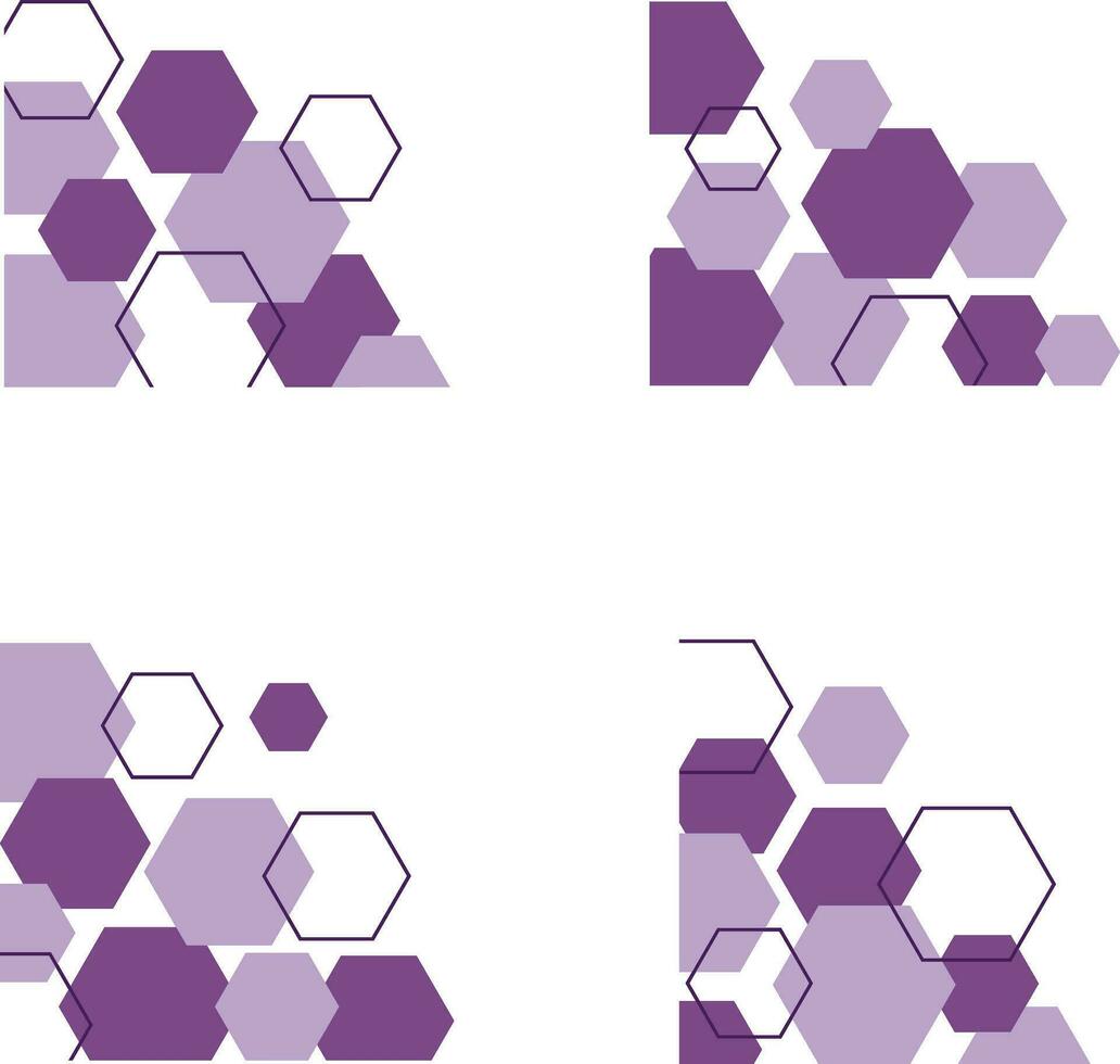 Hexagonal Corner Shape In Modern Abstract Design. Isolated Vector Set.