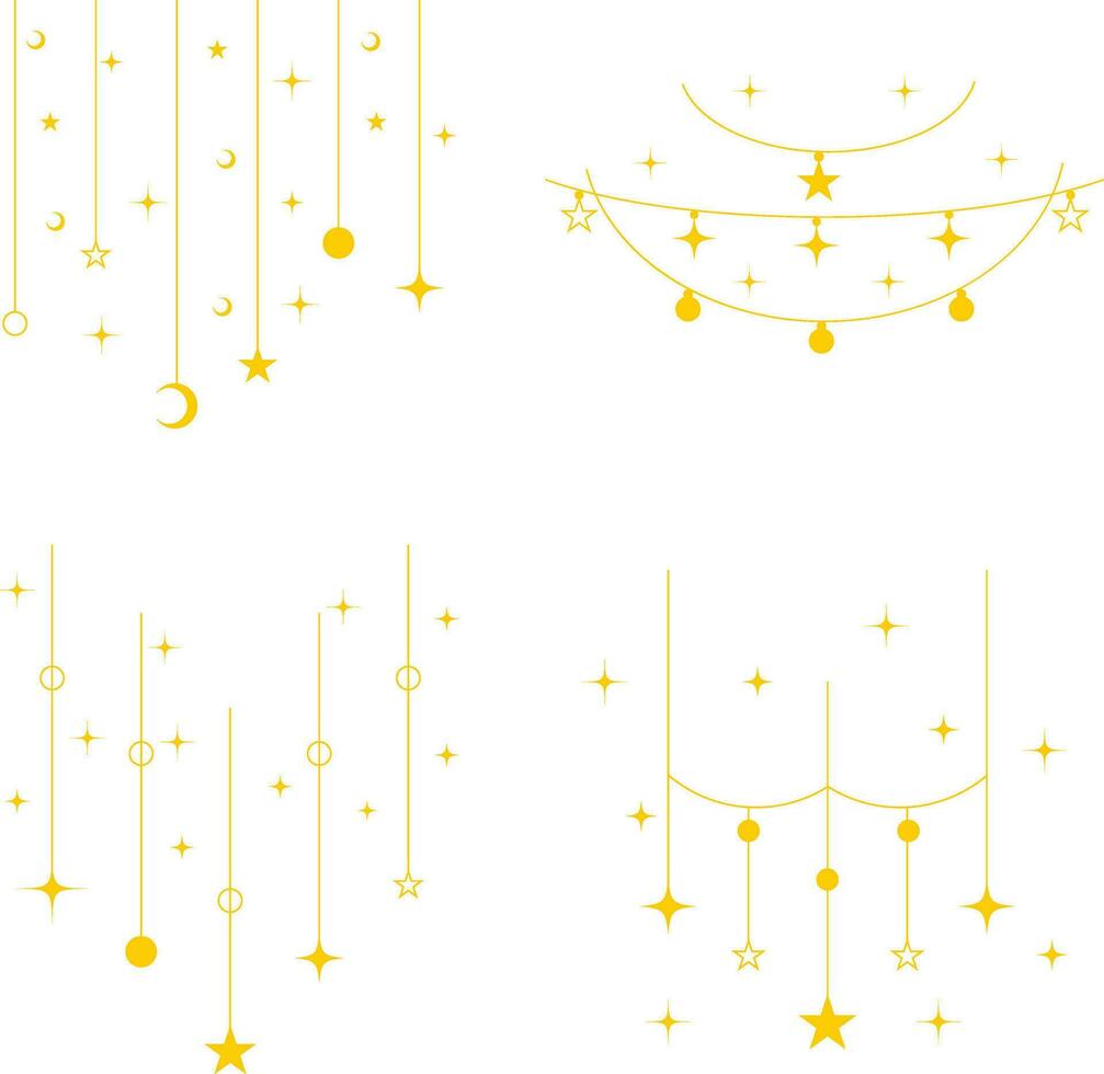 New Year Decoration For Template Background. Vector Illustration Set.