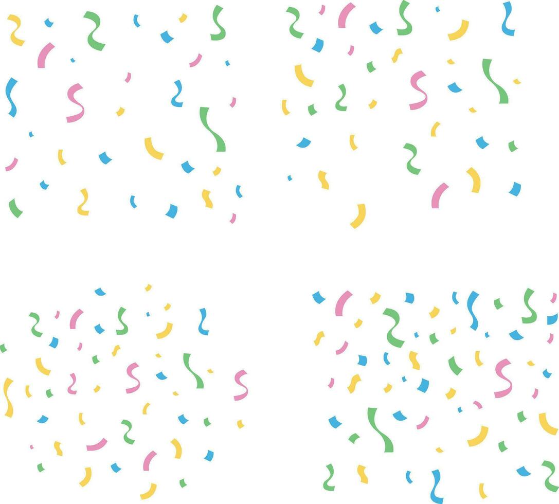 Colorful Confetti Party With Simple Design. Vector Illustration Set.