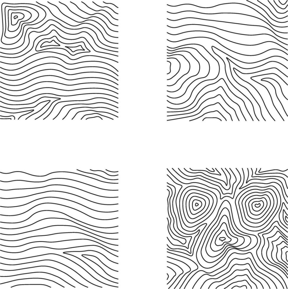 Topography Pattern Square In Abstract Design. Vector Illustration Set.