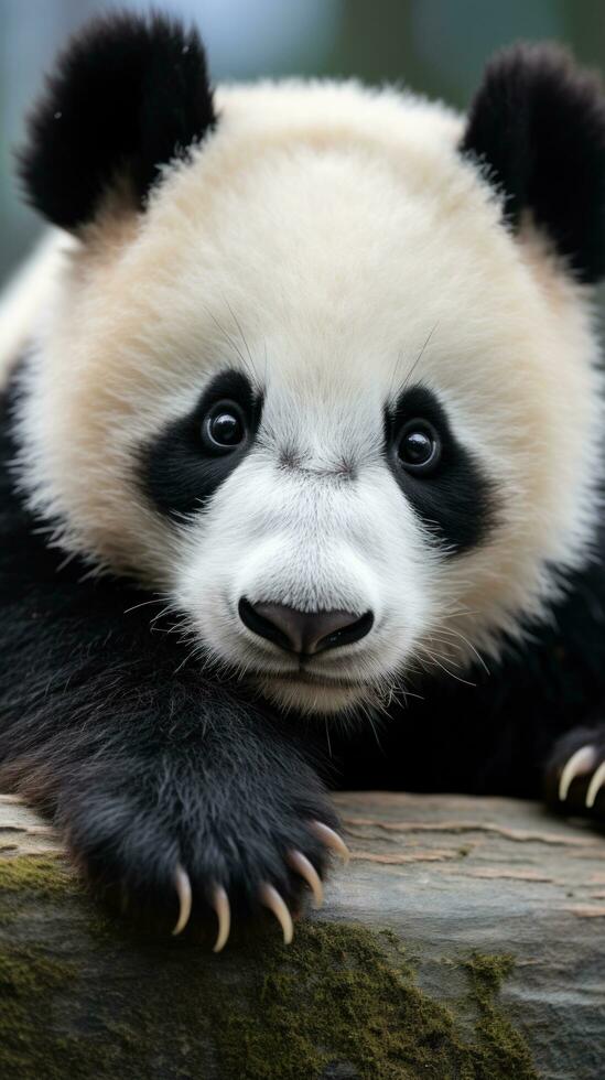 A close-up of a pandas paw with its unique photo