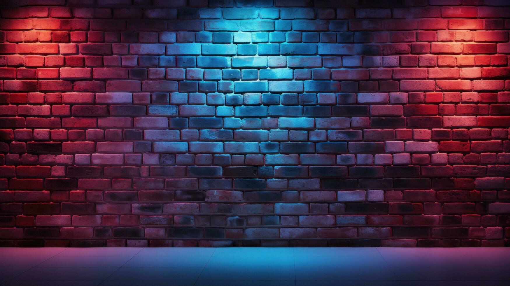 Background Texture with Unplastered Brick Walls and Neon photo