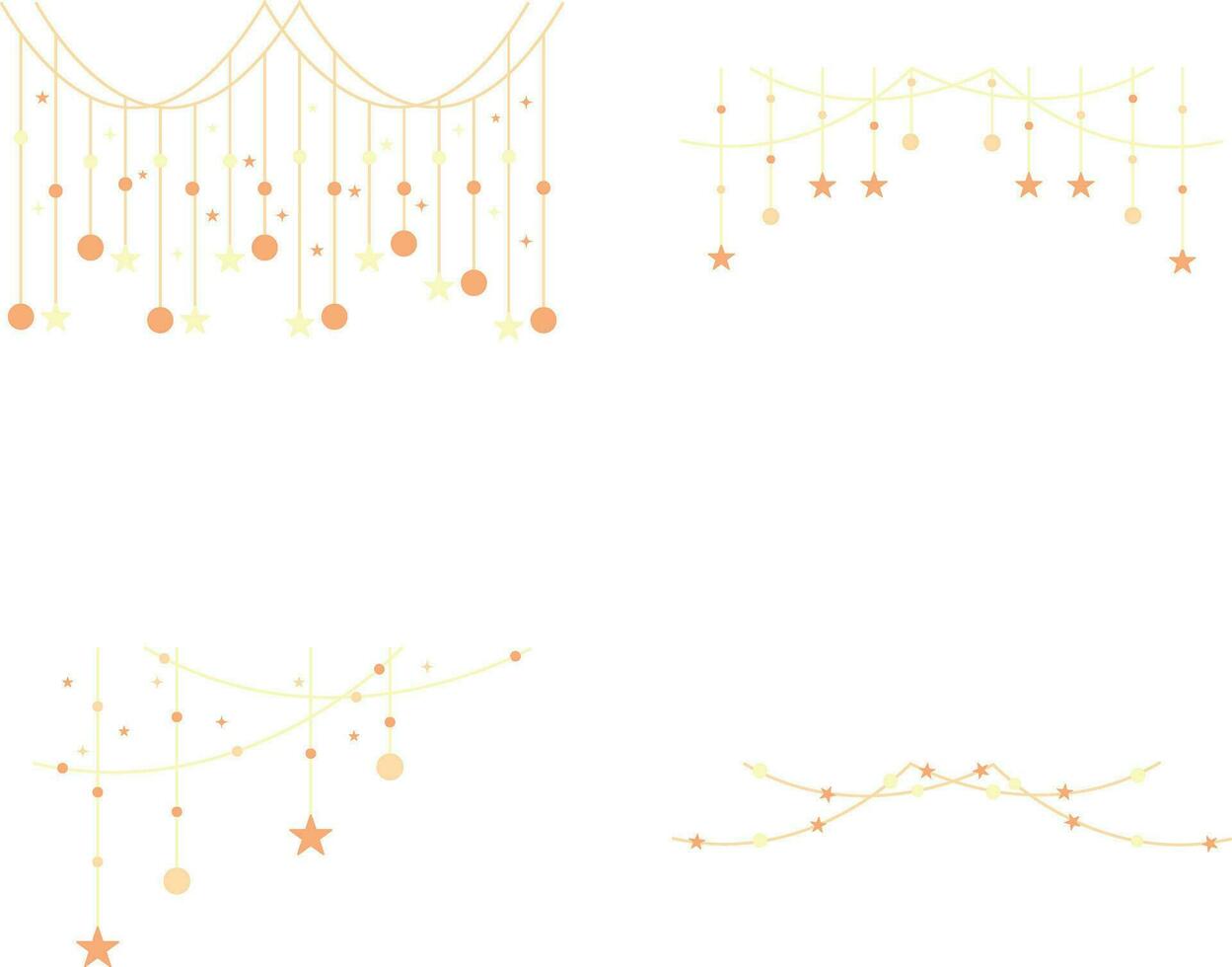 New Year Decoration Icon Set. Vector Illustration.