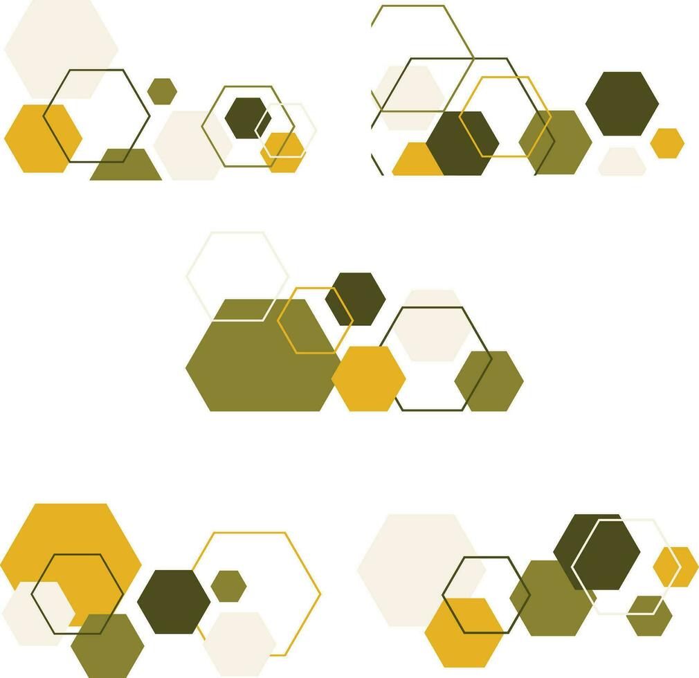 Hexagonal Corner Shape With Geometric Design. Isolated Vector Set.