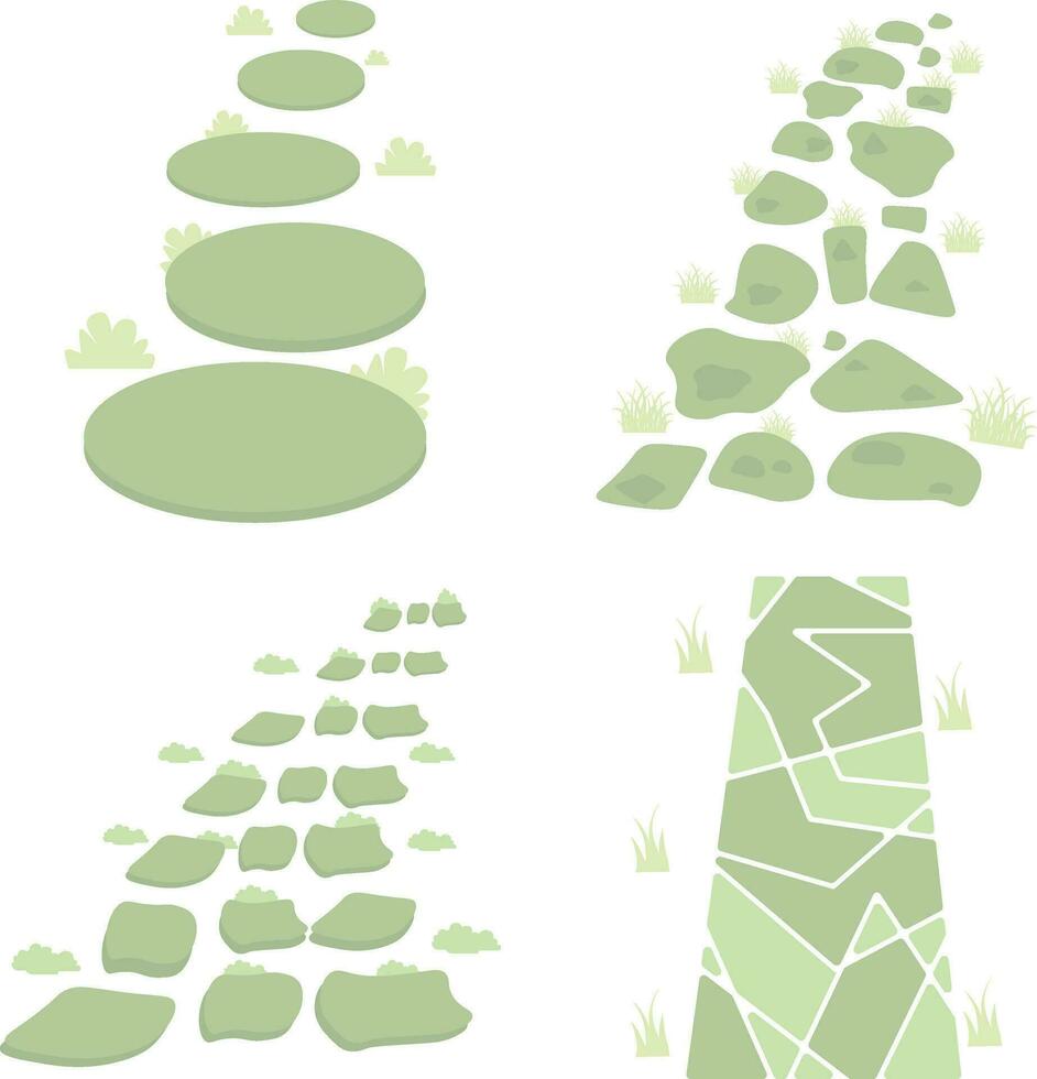 Nature Path Way For Background Template. Vector Illustration Set.