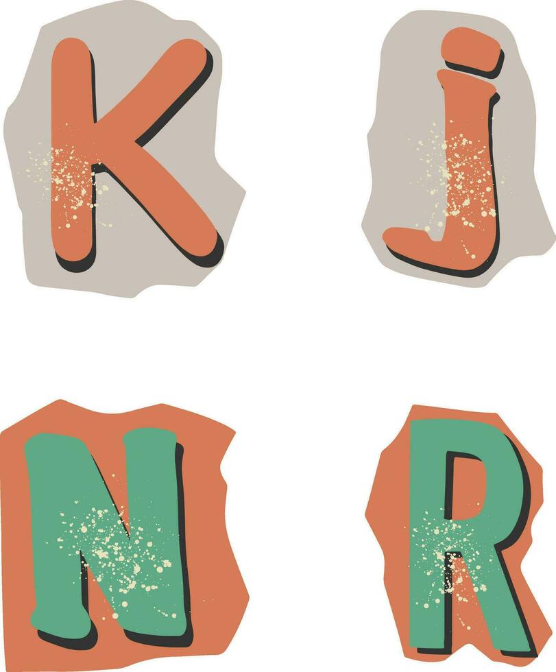 Ransom Note Cut Out In Different Letters. Vector Illustration Set.