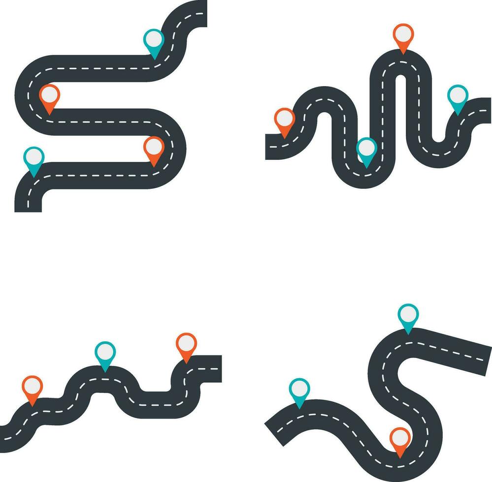 Road Map Route For Application Background. Isolated Vector Set.