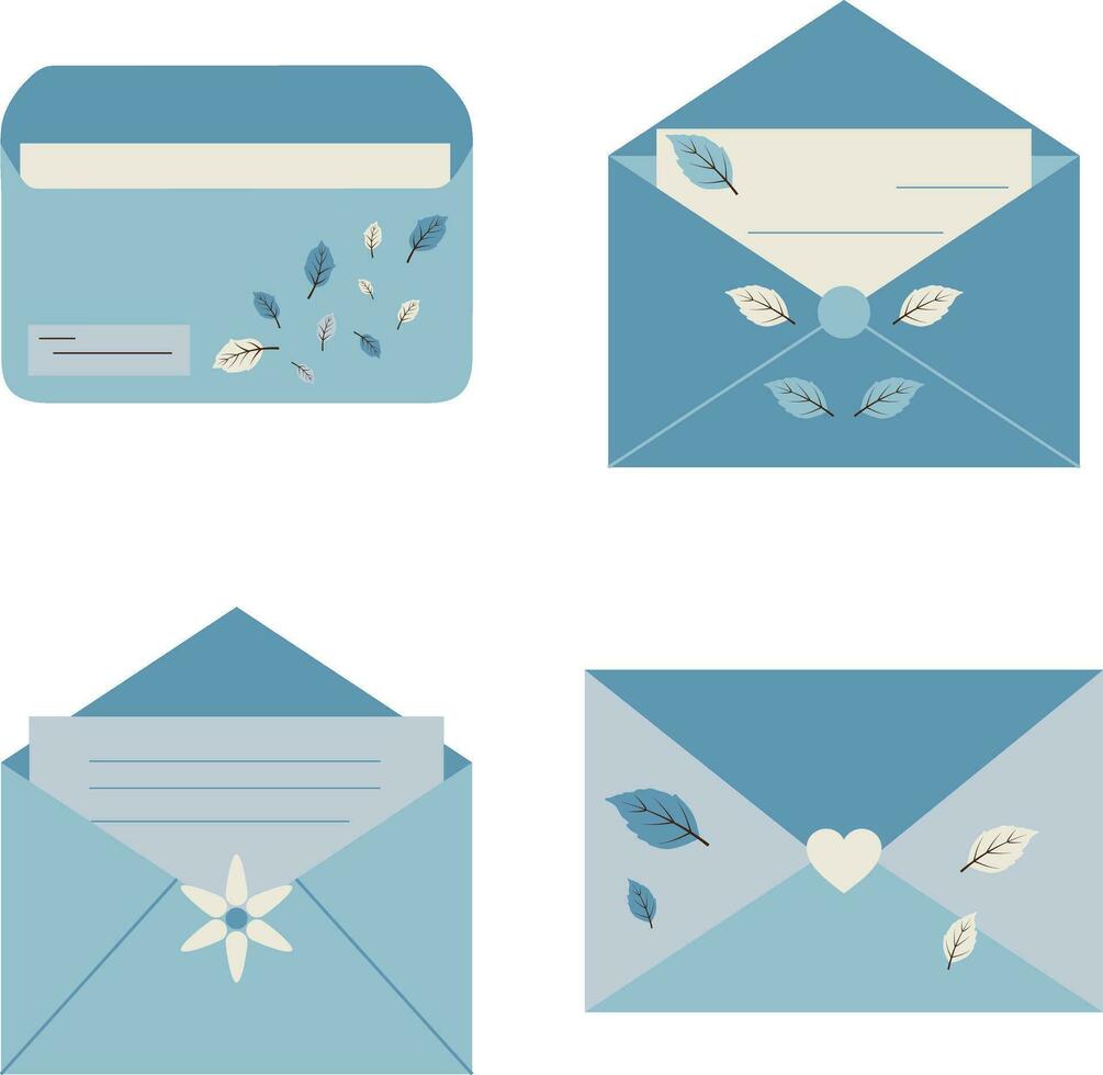 Cute Envelope Illustration In Flat Design. Vector Illustration Set.