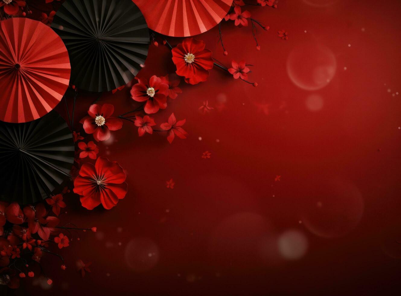 chino linternas con ventilador antecedentes en un rojo antecedentes foto