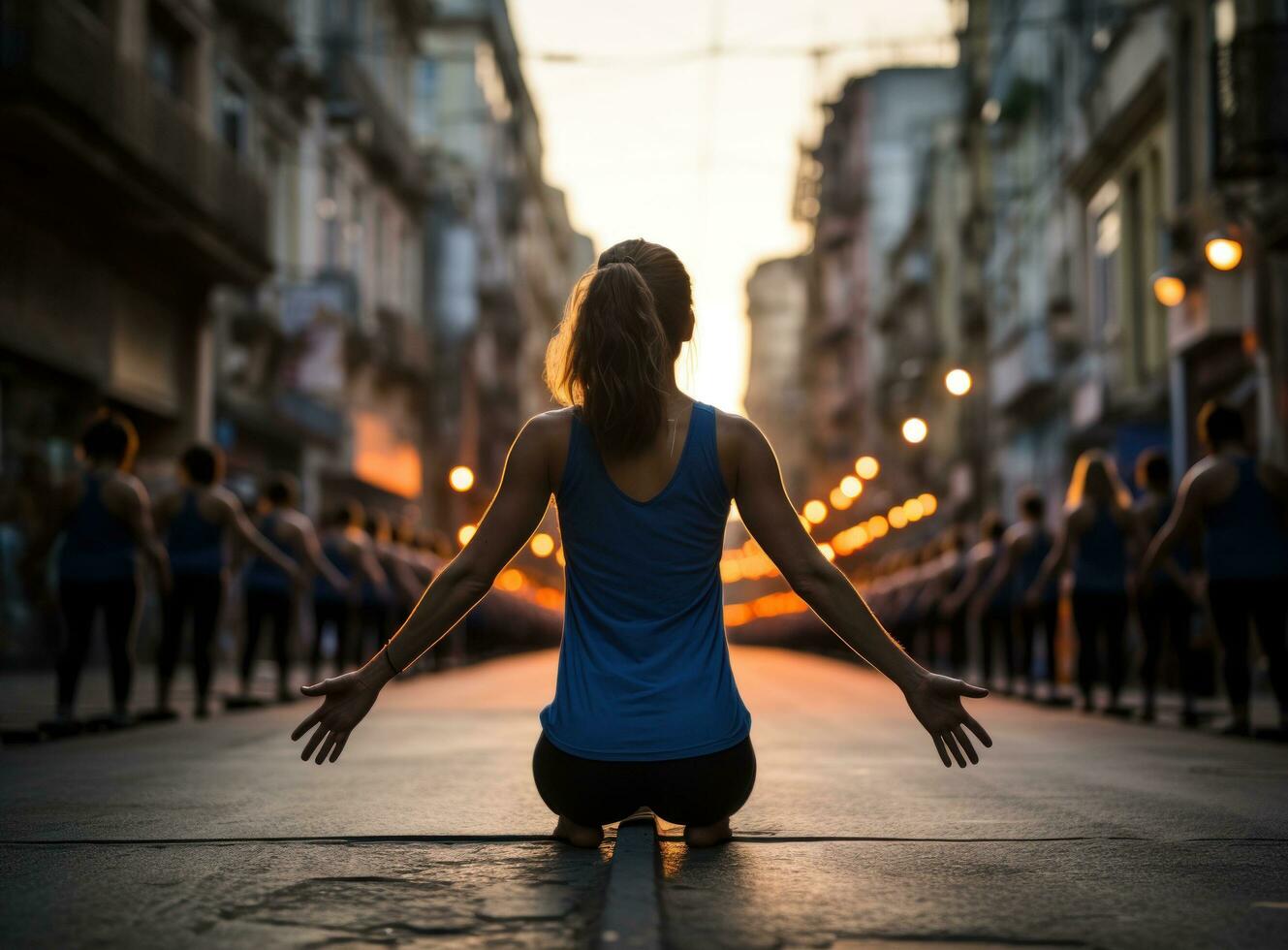 a woman exercising in the street photo