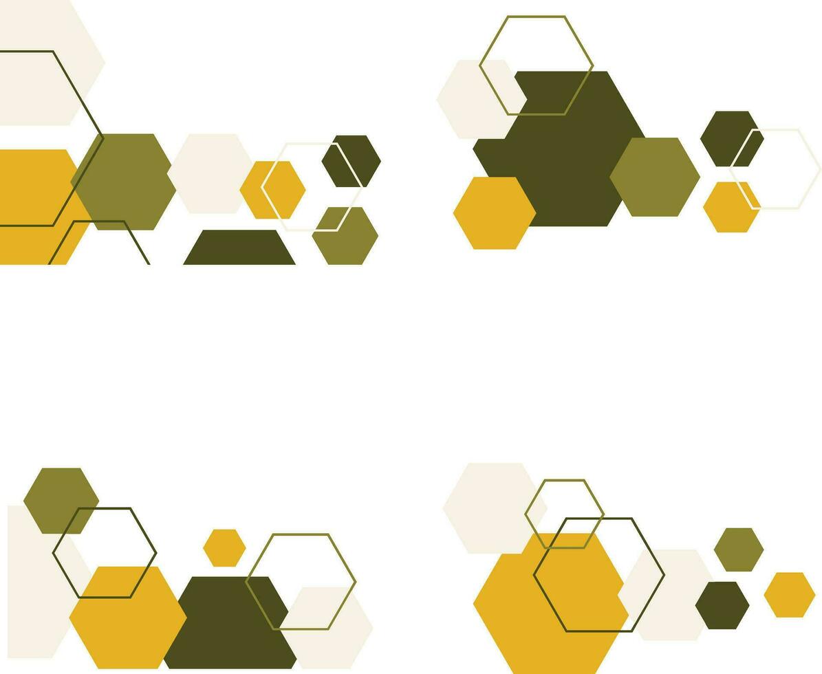 Hexagonal Corner Shape With Geometric Design. Isolated Vector Set.