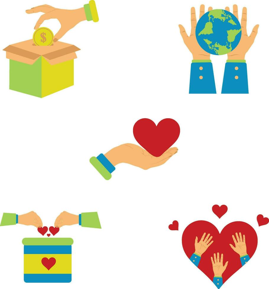 International Day of Charity In Simple Design. Vector Illustration Set.
