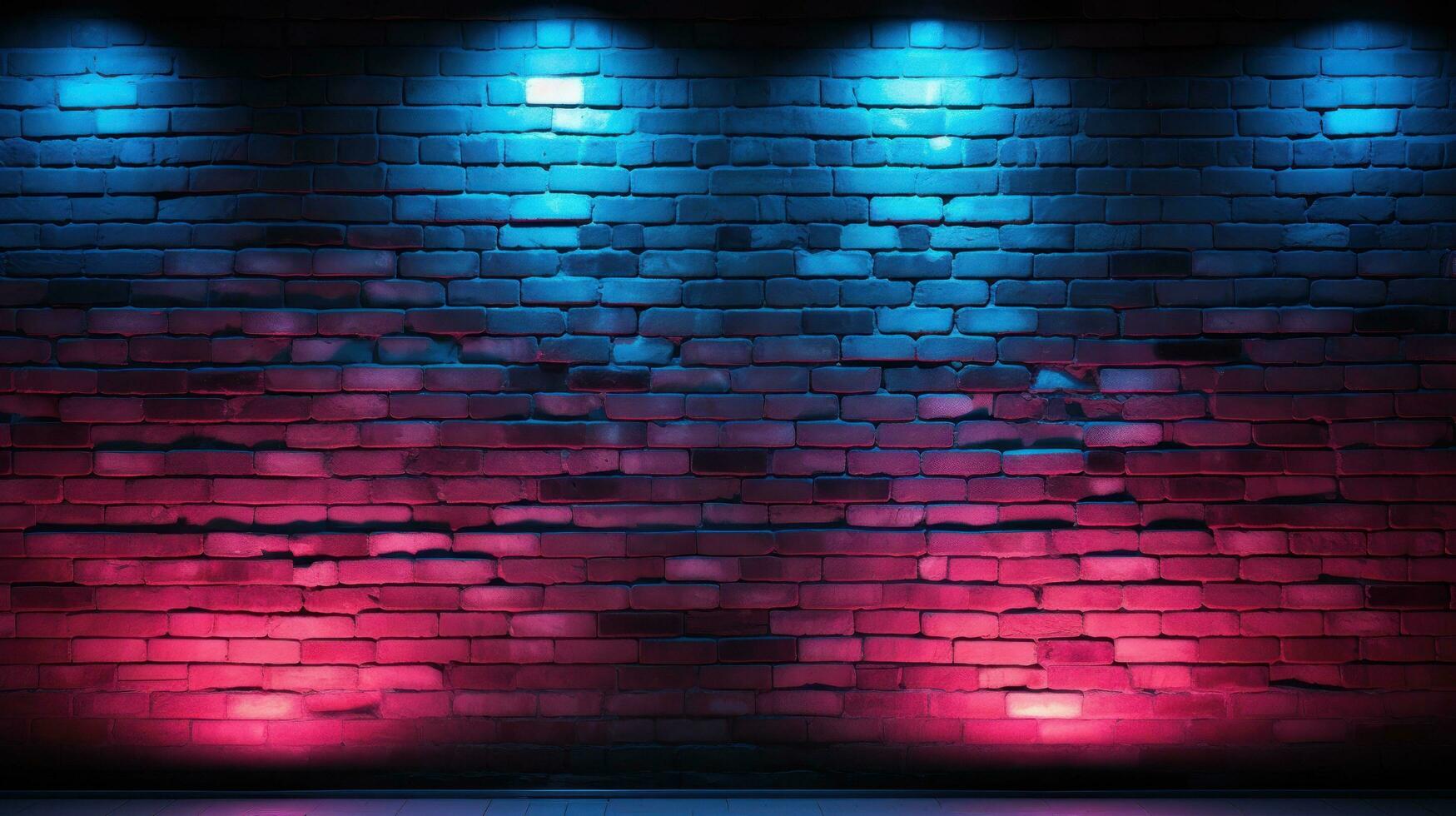 Background Texture with Unplastered Brick Walls and Neon photo