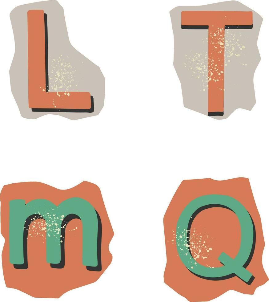 Ransom Note Cut Out In Different Letters. Vector Illustration Set.