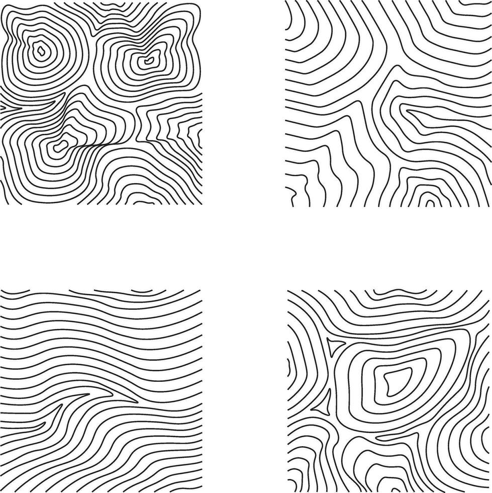 Topography Pattern Square In Abstract Design. Vector Illustration Set.