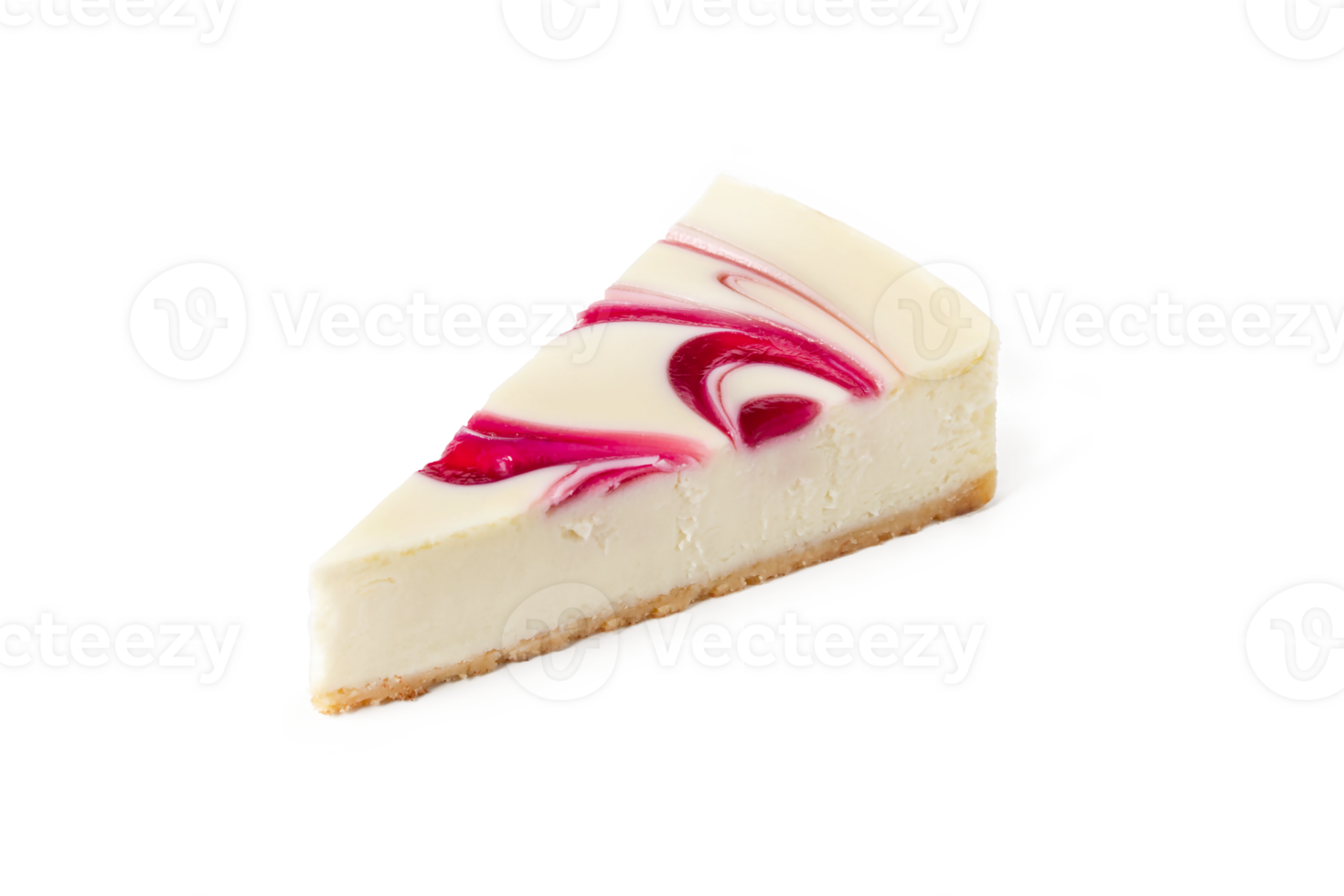 tranche de classique cheesecake Nouveau york fraise ou framboise confiture sur blanc ou invisible Contexte isolé Haut vue png