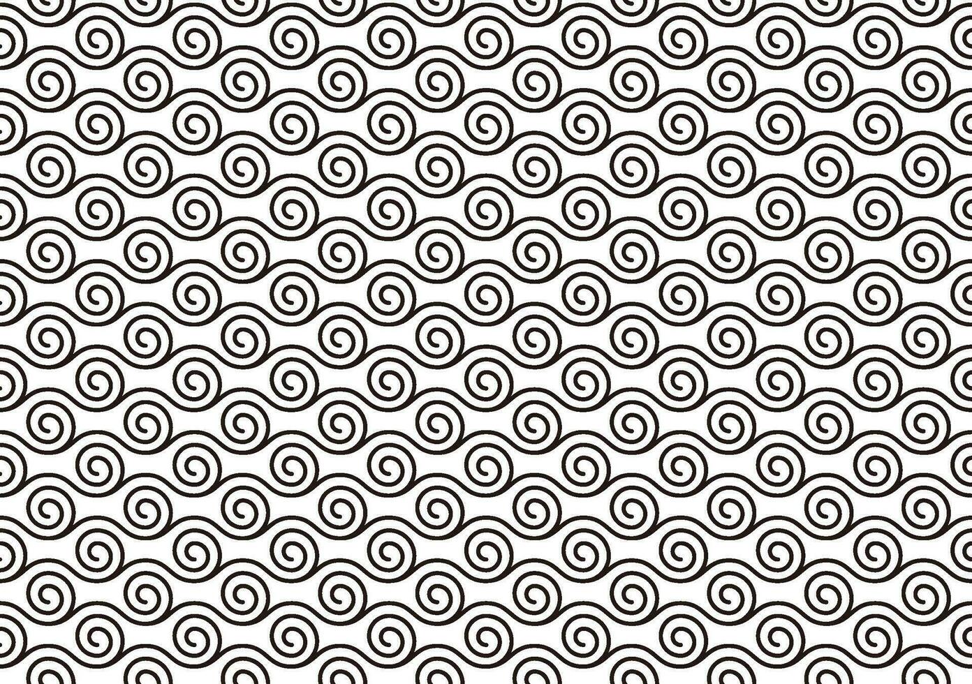 Vector Japanese Vintage Seamless Water Stream Pattern On A White Background. Horizontally And Vertically Repeatable.