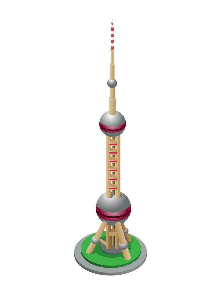 Pearl Oriental Tower China Landmark Building Isometric Vector