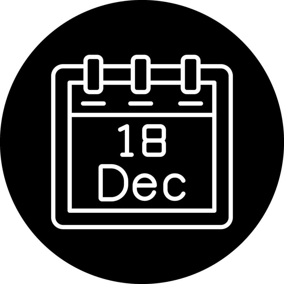 diciembre 18 vector icono