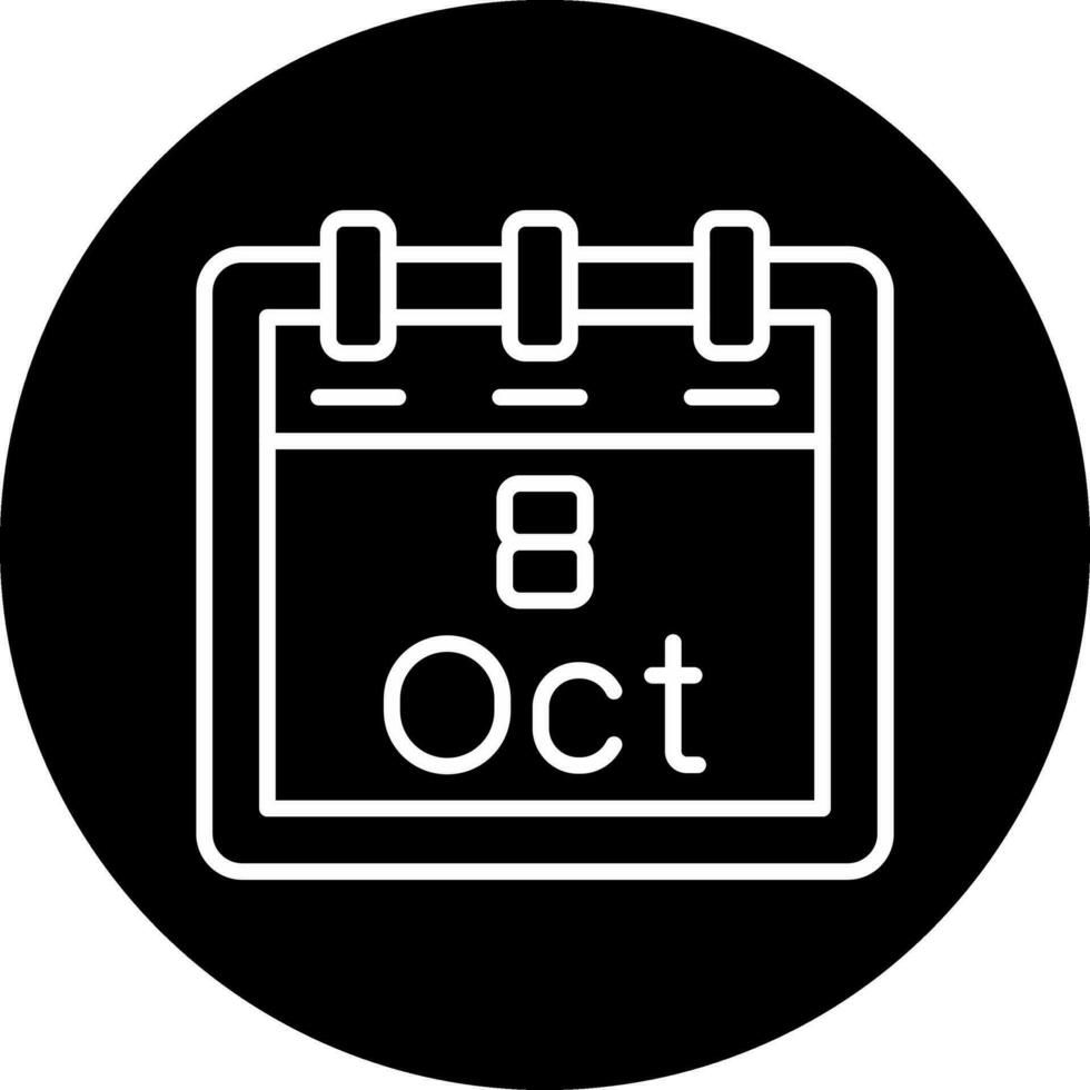 octubre 8 vector icono