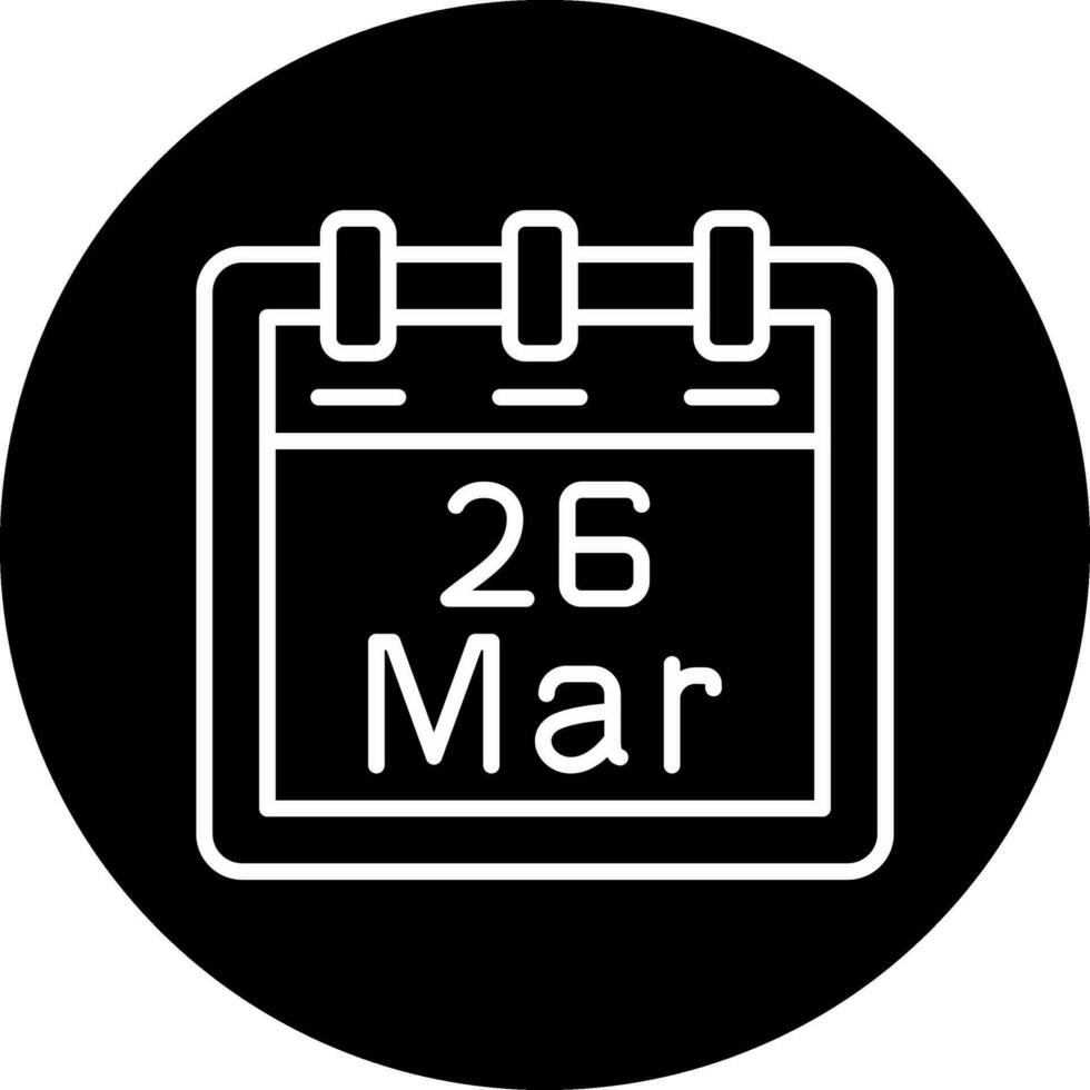 marzo 26 vector icono