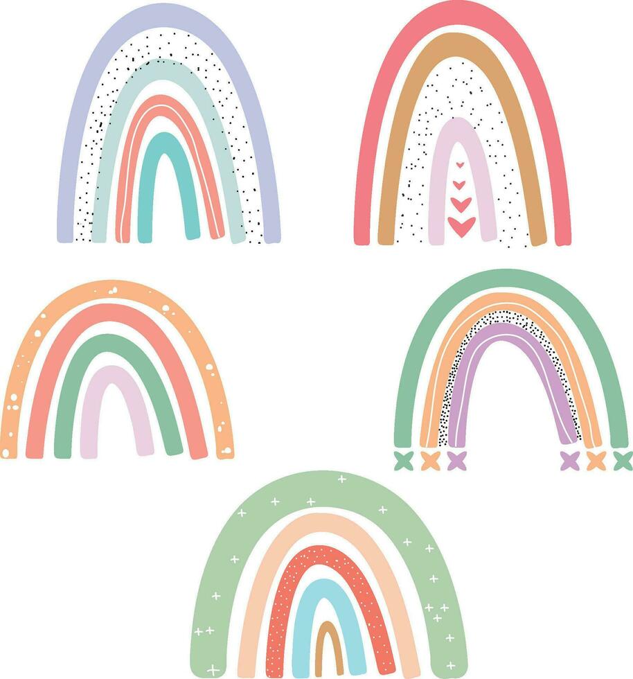 pastel color arco iris conjunto clipart vector