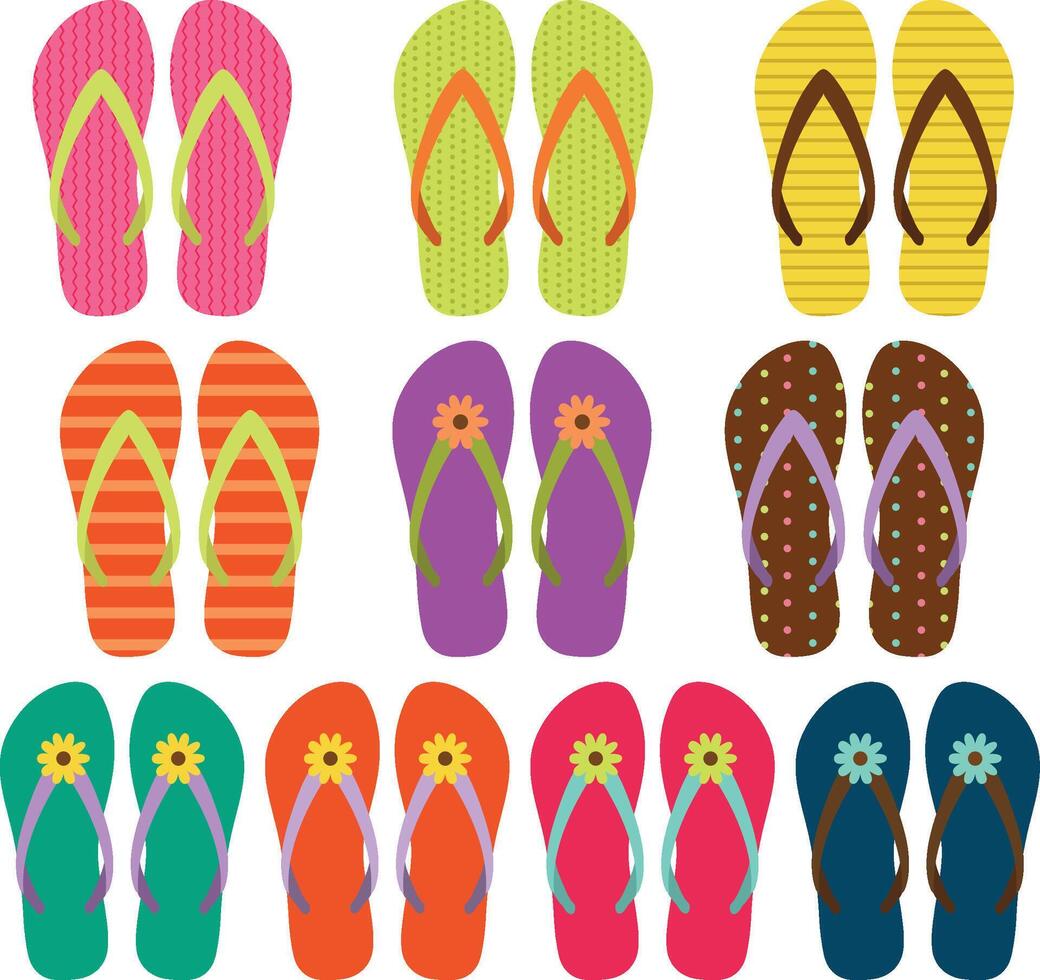 Flop Flip Sandal Design Set vector