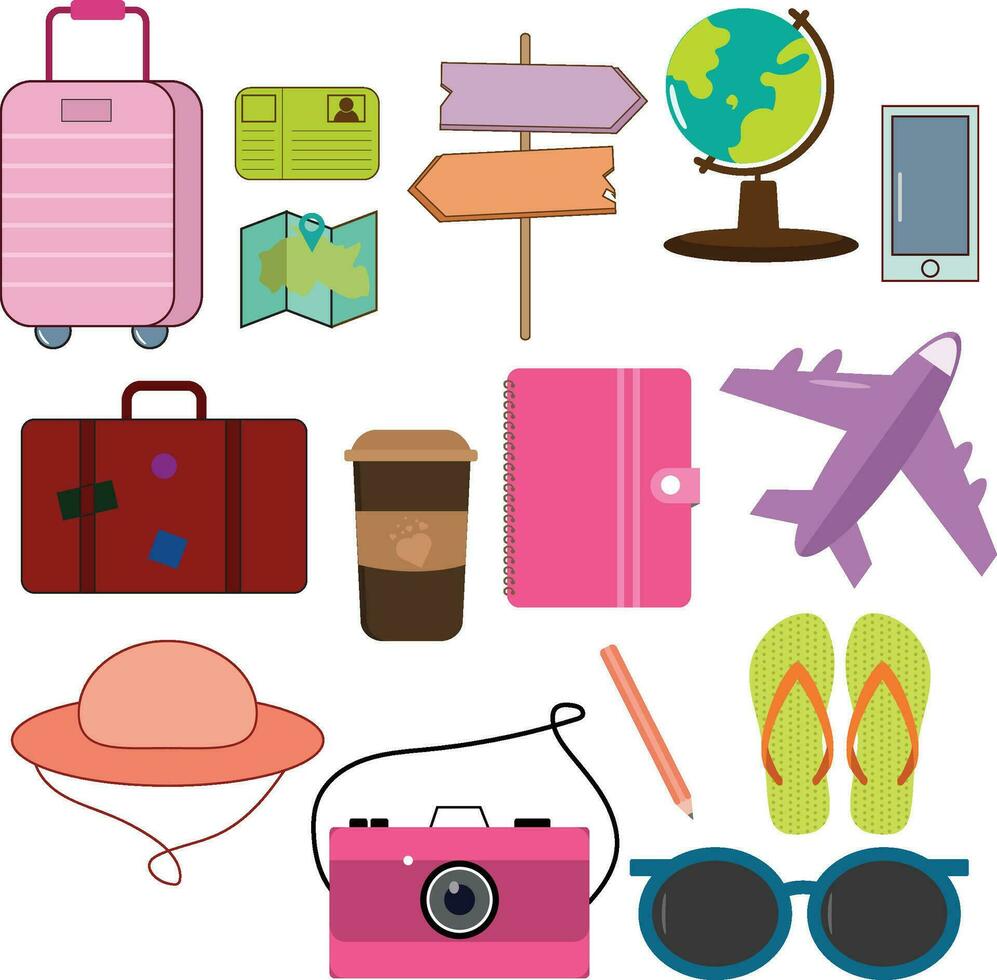Travel Vacation Holiday Clipart Set vector