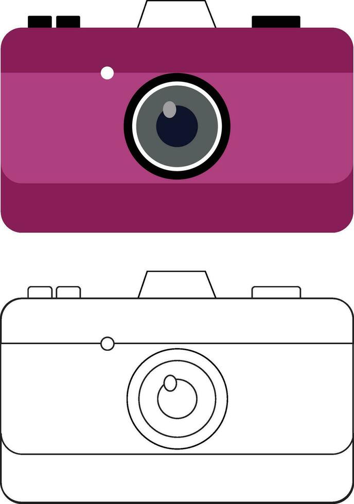 Camera Outline with Clipart set vector
