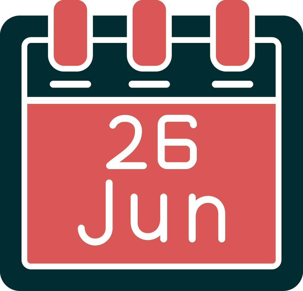 junio 26 vector icono