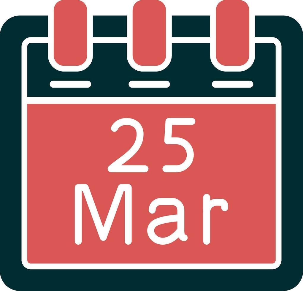 marzo 25 vector icono